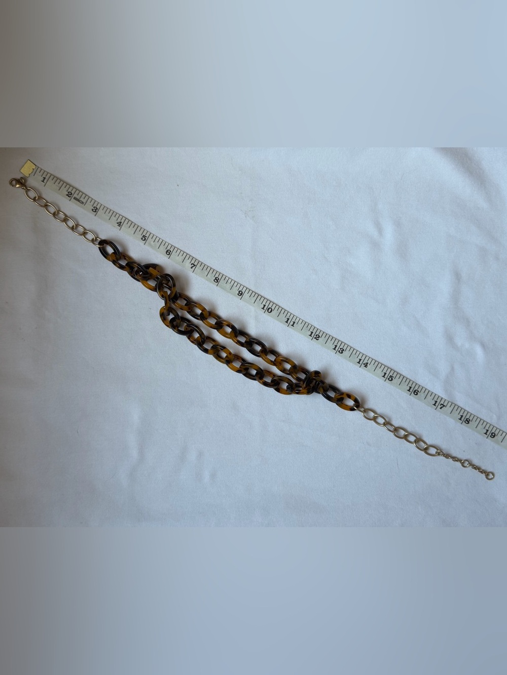 J.Crew Tortoise Shell Link Statement Necklace Double Strand Black Brown - Picture 11 of 11